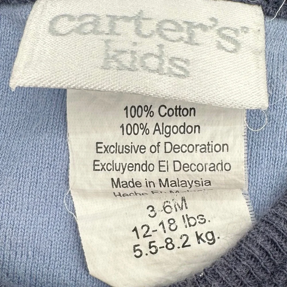 Carters Kids Baby Boy Cargo Baseball Romper Vintage 90s Size 3-6M 100% Cotton